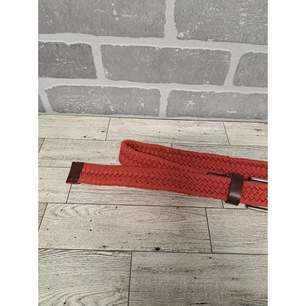 Vintage Y2K Braided Genuine‎ Leather Orange Womens Belt Size 10-12